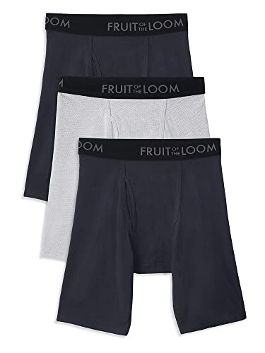Fruit of the Loom Herren Breathable Underwear Slip, Boxershorts mit Langen Beinen – Baumwoll-Netz, 3er-Pack, Large