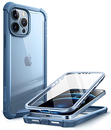 i-Blason Transparent Hülle für iPhone 13 Pro (6.1") Bumper Case 360 Grad Handyhülle Robust Schutzhülle Cover [Ares] mit Displayschutz 2021 (Blau)