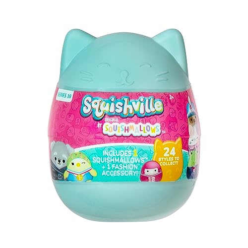 Squishmallows Squishville, Serie 10 – verschiedene Einzelstücke – Offizielles Kellytoy – Sammlerstück Mini Stofftier Spielzeug Plüsch & Zubehör, Stile können variieren – Fügen Sie Ihre Truppe hinzu –