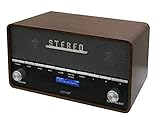 Denver DAB Radio DAB36, Radio mit Bluetooth, Retro Radio aus Holz, FM Radio, DAB, DAB+, AUX, Batterien oder Netzstrom, Braun