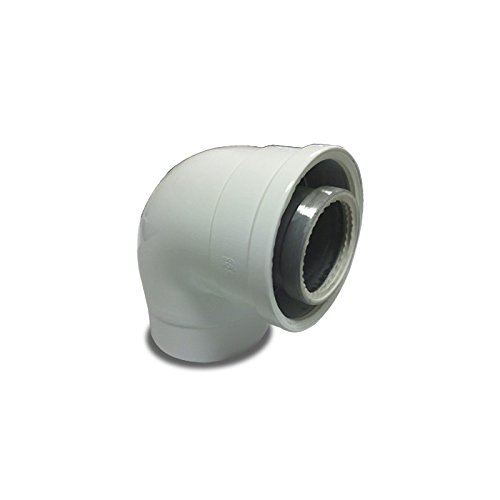 Fig 811 – 90 mhp1 Winkelstück Kamin 90 weiblich Durchmesser 80 110 mm Aluminium weiß