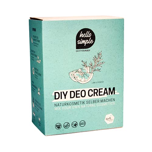 hello simple - DIY Deocreme Deodorant Deo zum Selbermachen (150 g, 2 Stück), Naturkosmetik ohne Aluminium, vegan, bio, plastikfrei (Limette-Zypresse)