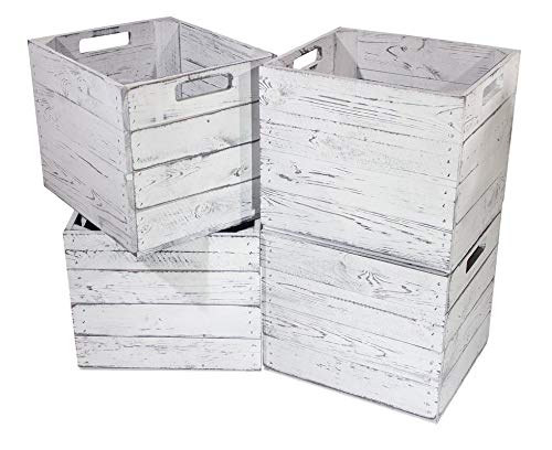 9X Vintage-Möbel 24 Kiste Vintage für Kallax Regale weiß/Weiss 33cm x 37,5cm x 32,5cm Einlagekiste grau IKEA Kallax Expedit Einsatz Aufbewahrungskiste Obstkisten Weinkisten DIY