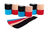 axion Kinesiotapes PRECUT Mix-Set | 240 vorgeschnittene Sport Tape Streifen 25 x 5 cm - mehrfarbig auf 12 Rollen | Wasserfest • hautfreundlich • elastisch | Kinesiologie Tapes optimal für Sport