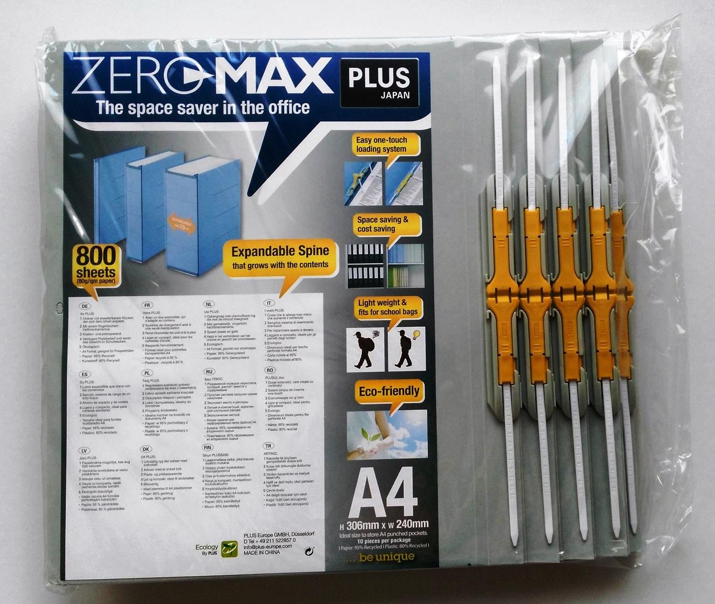 10 x ZeroMax Archivordner GRAU A4 überbreit PLUS JAPAN