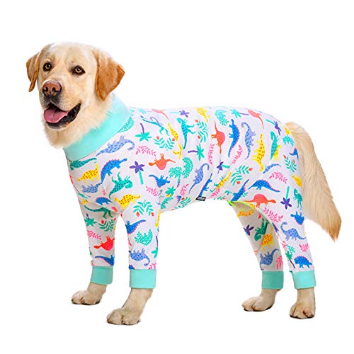 NashaFeiLi Haustierkleidung, Hunde-Overall aus Baumwolle, für große Hunde (30#, weißer Dinosaurier)
