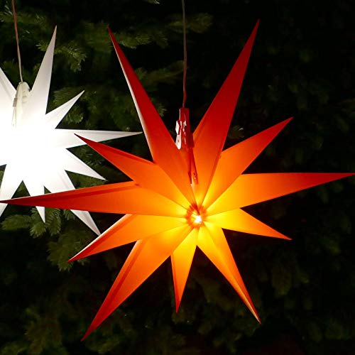 Weihnachtsstern rot Ø 50 cm mit 11 Zacken LED-Birne beleuchtet 7 m Zuleitung Strom