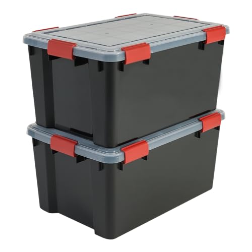 Iris Boxen All-Weather Box, 2er-Set, AT-L, für herausfordernde Lagerbedingungen, Plastik, schwarz, 50 L, 59 x 39 x 29 cm