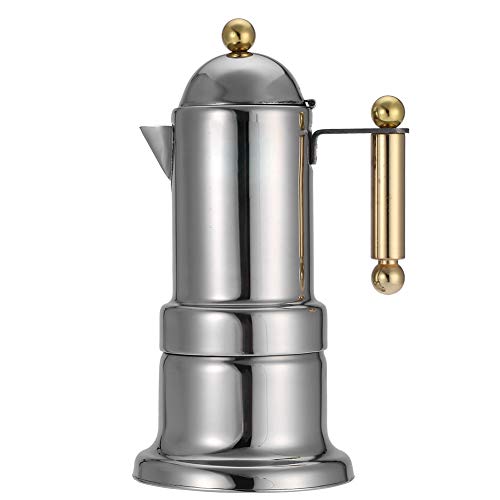 Alinory Moka Pot, Edelstahl Moka Pot Herd Espressomaschine mit Sicherheitsventil 4 Tassen
