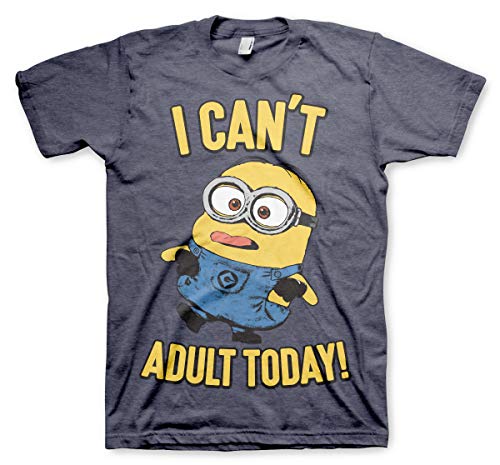 MINIONS Offizielles Lizenzprodukt I Can't Adult Today Herren T-Shirt (Marineblau-Heather), M