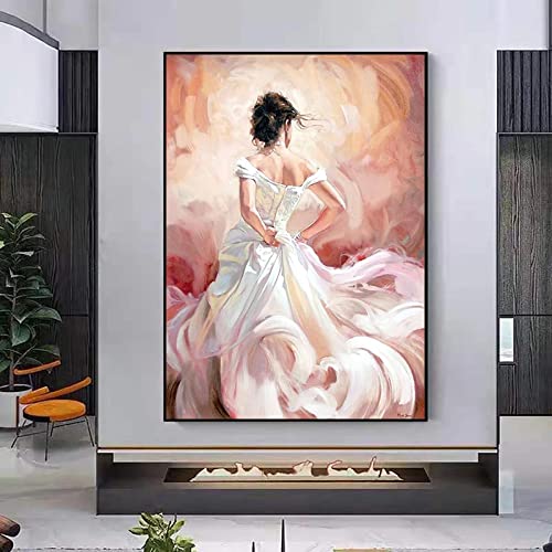 Schönheit Mädchen Hintergrund Leinwand Kunst Gemälde Poster und Drucke Wandkunst Bilder für Wohnzimmer Wanddekoration 70x100cm(28x39in) mit Rahmen