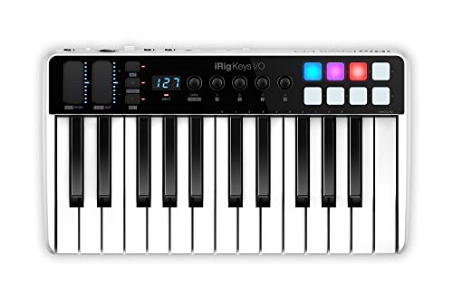 IK Multimedia iRig Keys I/O MIDI 25 - MIDI-Tastatur, tragbare Klaviertastatur, für Mac, iPhone und iPad, 25 Tasten, 8 Pads, Musikproduktionsstation, Software und Anwendungen