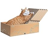 Ycozy Kratzbrett Katze 5-in-1 Kratzpappe für Katzen 43x25.5x12.7cm Doppelseitige Katzenkratzbox mit 5 Stück Ersatzkarton Interaktives Katzenspielzeug Kratzen Kratzpads für Klein/Große Katzen