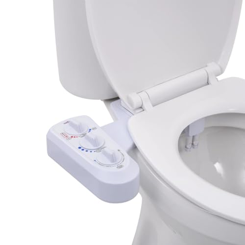 vidaXL Bidet-Aufsatz für Toilettensitz Heißes Kaltes Wasser Doppeldüsen Dusch WC Aufsatz Bidet Taharet Intimdusche Intimpflege Toilette