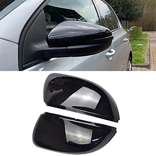 1 Paar Spiegelkappen Links Rechts Seitenspiegel Abdeckkappen für VW Golf 6 MK6 für Touran (Helles Schwarz)