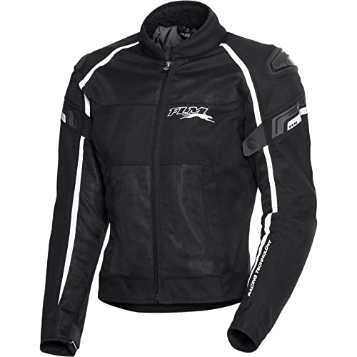 FLM Motorradjacke mit Protektoren Motorrad Jacke Sports Textil Jacke 1.2 schwarz/weiß 4XL, Herren, Sportler, Ganzjährig