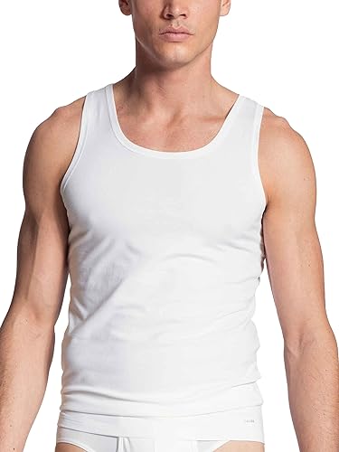 CALIDA Herren Cotton Code Athletic-shirt T Shirt, Weiß, 46-48 EU