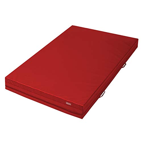 ALPIDEX Weichbodenmatte Matte Turnmatte Fallschutz 200 x 100 x 20 cm mit Anti-Rutschboden und Tragegriffen, Farbe:rot
