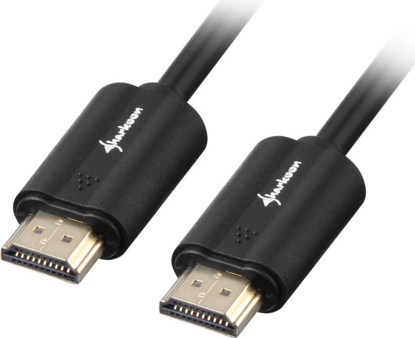 Sharkoon - HDMI-Kabel mit Ethernet - HDMI männlich zu HDMI männlich - 2 m - abgeschirmt - Schwarz - 4K Unterstützung