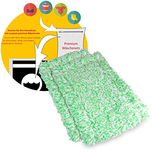 Jemako Doppelpack Boden-Tuch grüne Faser lang 42cm für glatte und glänzende Böden sowie Kunststoffböden inkl. Wäschenetz (40x50cm)