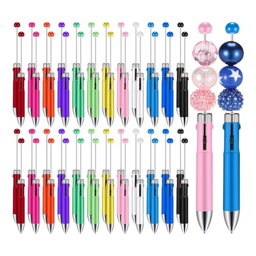 Epodmalx 50 Stück, Mehrfarbige, Niedliche 1,0-Mm-Perlenstifte, Perlenstifte, 4-In-1-Kugelschreiber mit Perlen, für die Herstellung Von Abschlusszubehör B