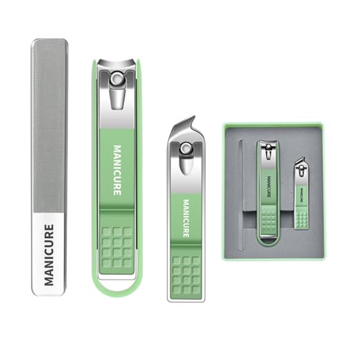 Nagelknipser-Set, ein komplettes Set, Nagelknipser, universelle Pediküre-Werkzeuge, einfache tragbare Nagelwerkzeuge, 3 Stück, grün