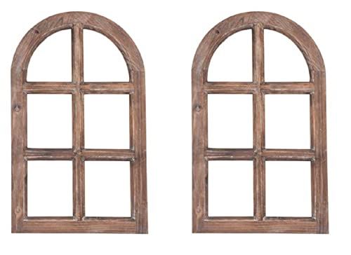 Deko-Fensterrahmen Nostalgie Holz Deko Fenster Wandrahmen braun gewischt shabby ca. 29,5 x 2 x 49 cm hoch als 2-er oder 4-er Set (2)