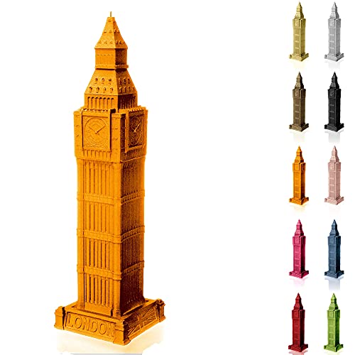 Candellana Kerze Big Ben | Höhe: 32,8 cm | Orange | Brennzeit 70h | Handgefertigt in der EU