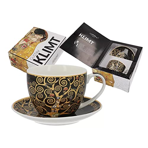 Carmani - Teetasse mit Untertasse mit Gustav Klimt, Der Baum des Lebens, 250 ml