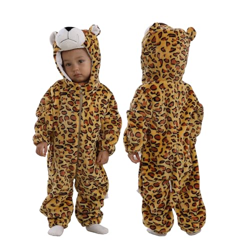 Doladola Babyoverall Animal Leopard Onesies Baby Strampler Säuglingsoverall-Pyjama(18-24Monate, Dunkle Farbe Leopard)