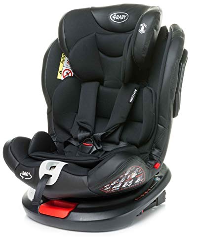 4BABY Roto-Fix Kindersitz 360° Autokindersitz 0-36 kg 0-12 Jahre mit ISOFIX ECE R44 Black