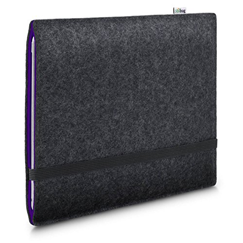 Stilbag Filzhülle für Samsung Galaxy Tab A 10.1 (2019) | Etui Tasche aus Merino Wollfilz | Kollekion Finn - Farbe: anthrazit/violett | Tablet Schutzhülle Made in Germany