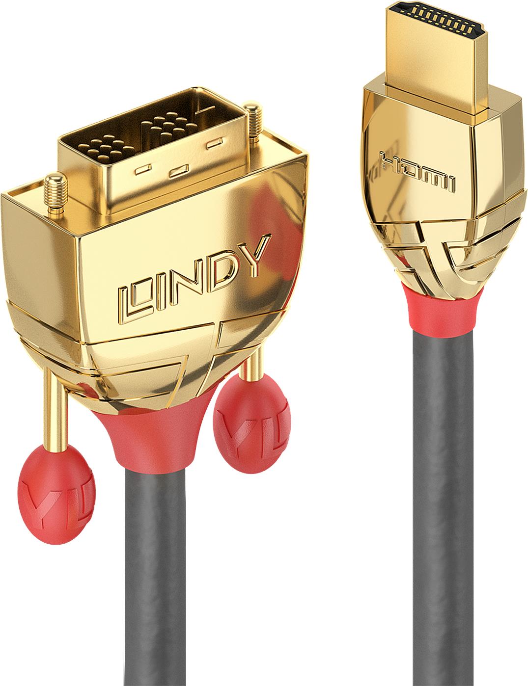 LINDY HDMI / DVI Anschlusskabel [1x HDMI-Stecker - 1x DVI-Stecker 18+1pol.] 15 m Gold