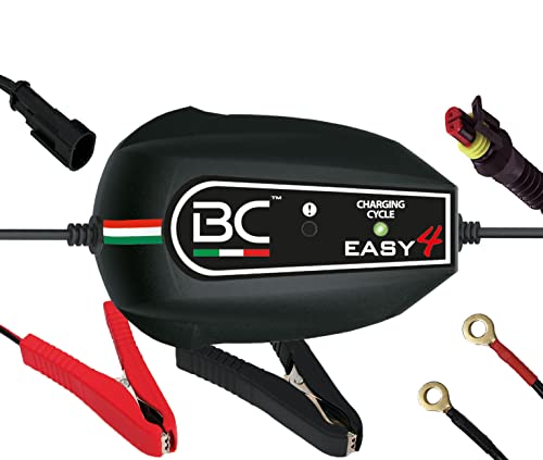 BC Battery Controller BC EASY 4, Intelligentes Batterieladegerät und Erhaltungsladegerät mit 4 Ladezyklen für alle 12V Blei-Säure Autobatterien und Motorradbatterien, 1 Amp