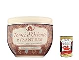 3x Tesori d’Oriente Crema Corpo Byzantium, Körpercreme Schwarze Rose und Labdanum, 300ml + Italian Gourmet polpa 400g
