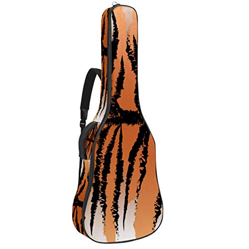 Gitarrentasche mit Reißverschluss, wasserdicht, weich, für Bassgitarre, Akustik- und klassische Folk-Gitarre, Wilder Tigerstreifen