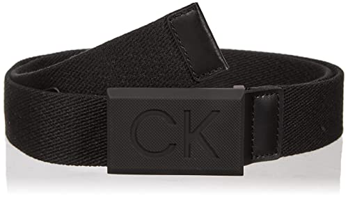Calvin Klein Herren Gürtel Casual Plaque Webbing 35mm, Schwarz (CK Black), 125 cm