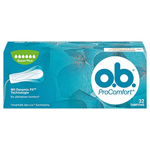 o.b. ProComfort Super Plus, Tampons mit Dynamic Fit Technologie für ultimativen Komfort & zuverlässigen Schutz gegen Auslaufen (2 x 32 Stück)