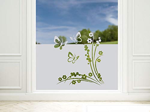Graz Design 980147_110x57 Sichtschutzfolie Fenstertattoo Fensteraufkleber Kinderzimmer Schmetterlinge Blumen (Gre=110x57cm)