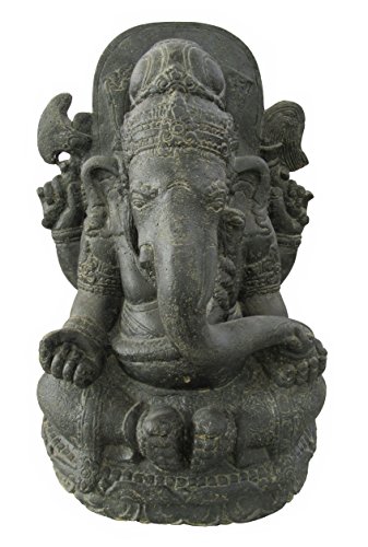STONE art & more Sitzende Ganesha Figur Statue Javanis, 77 cm, Steinfigur, Garten Deko, Steinguss, frostfest