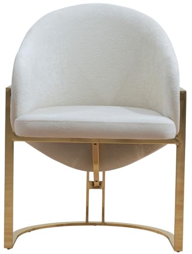 Casa Padrino Luxus Esszimmer Stuhl mit Armlehnen Weiß/Gold H. 84 cm