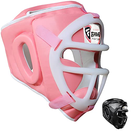 Farabi Sports Kopfschutz Frontbügel Grillschutz Krav Maga Kickboxen Kopfschutz (Pink, Small)