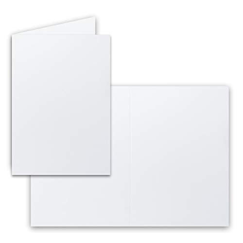 150x Falt-Karten DIN A6 in Kristallweiß - 10,5 x 14,8 cm - Blanko - Doppel-Karten - 220g/m²