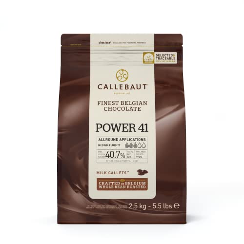 Callebaut Vollmilch Callets POWER 41 2,5 kg, Milchkuvertüre mit weniger Zucker