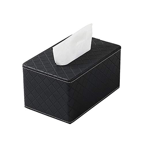 ZXGQF Tissue Box Rechteckiger Papierhandtuchhalter Für Zuhause, Büro, Auto, Autodekoration Tissue Box Holder, Plaid Black