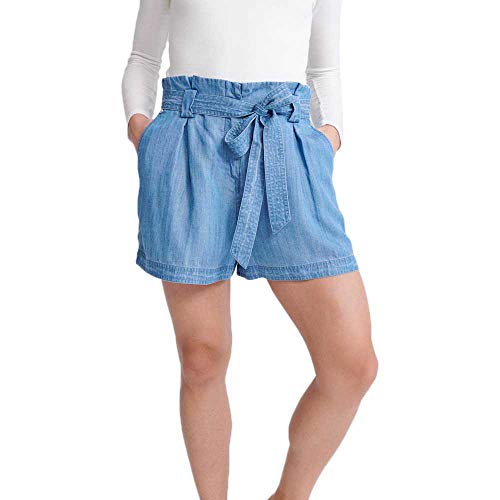 Superdry Damen Desert Paper Bag Shorts, Blau (Indigo Light Q9Q), 36 (Herstellergröße:12)