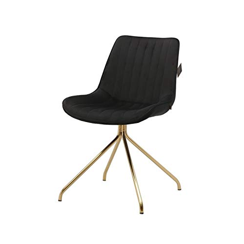 Zons 2 Stühle, Kylie aus Veloursleder, Fuß vergoldet, Schwarz, 59,5 x 51 x 83 cm