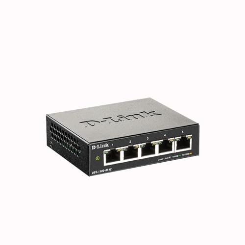 D-Link Ethernet-Switch, 5 Port Easy Smart Managed Gigabit Netzwerk Internet Desktop oder Wandhalterung (DGS-1100-05V2)
