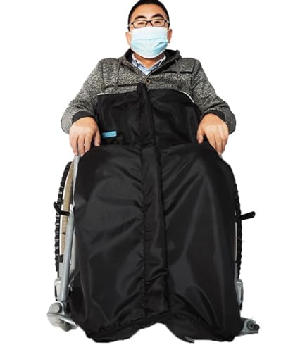 BYLUM Erwachsene Schlupfsack Wasserdicht & Warm Fußsack Für Rollstuhl Fleece Gefütterte Mit Reißverschluss Für Die Meisten Elektrischen/manuellen Rollstuhl (Color:Schwarz)(1)