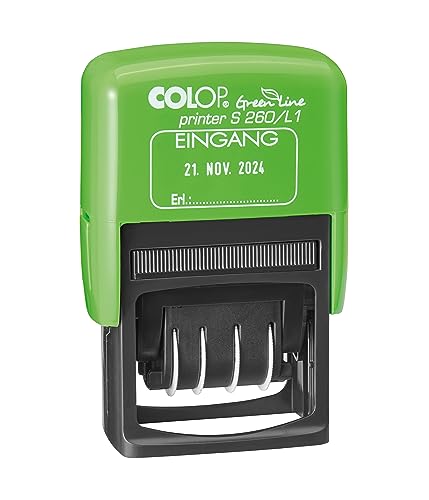 COLOP 132050 Textstempel Printer S260/L1 Green Line, Text Eingang, Abdruck blau/rot, im Blister